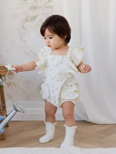 Vanilya Çiçekli Elif Fırfırlı Romper